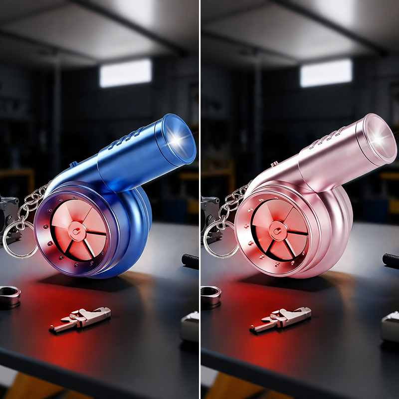 Turbo-Schlüsselanhänger mit Sound & LED – Spinnende Turbine für Autofans 🏎️💨