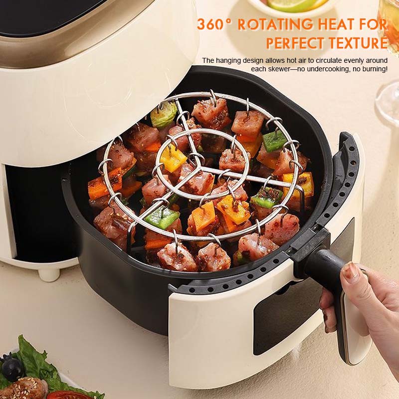 🔥 Air Fryer Spießgestell | 360° gleichmäßiges Garen, knusprig & saftig! 🍢