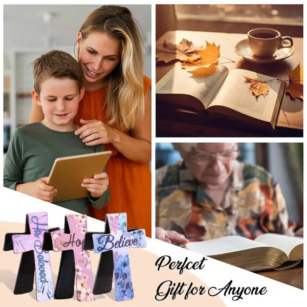 📖 16er-Set Magnetische Kreuz-Lesezeichen ✝️ | Bibelvers & Florales Design | Ideal als Geschenk ✨