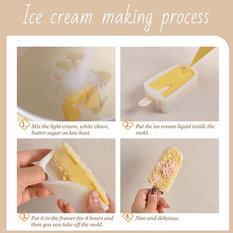 Kreative florale Eiscreme Silikonform