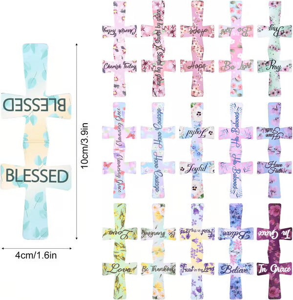 📖 16er-Set Magnetische Kreuz-Lesezeichen ✝️ | Bibelvers & Florales Design | Ideal als Geschenk ✨