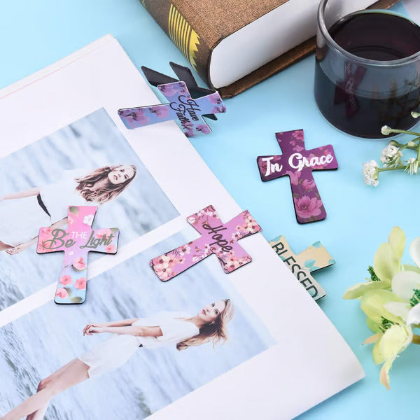📖 16er-Set Magnetische Kreuz-Lesezeichen ✝️ | Bibelvers & Florales Design | Ideal als Geschenk ✨