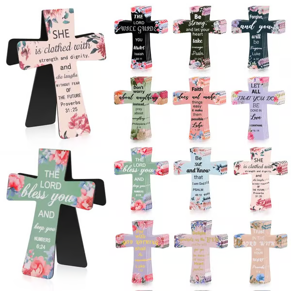 📖 16er-Set Magnetische Kreuz-Lesezeichen ✝️ | Bibelvers & Florales Design | Ideal als Geschenk ✨