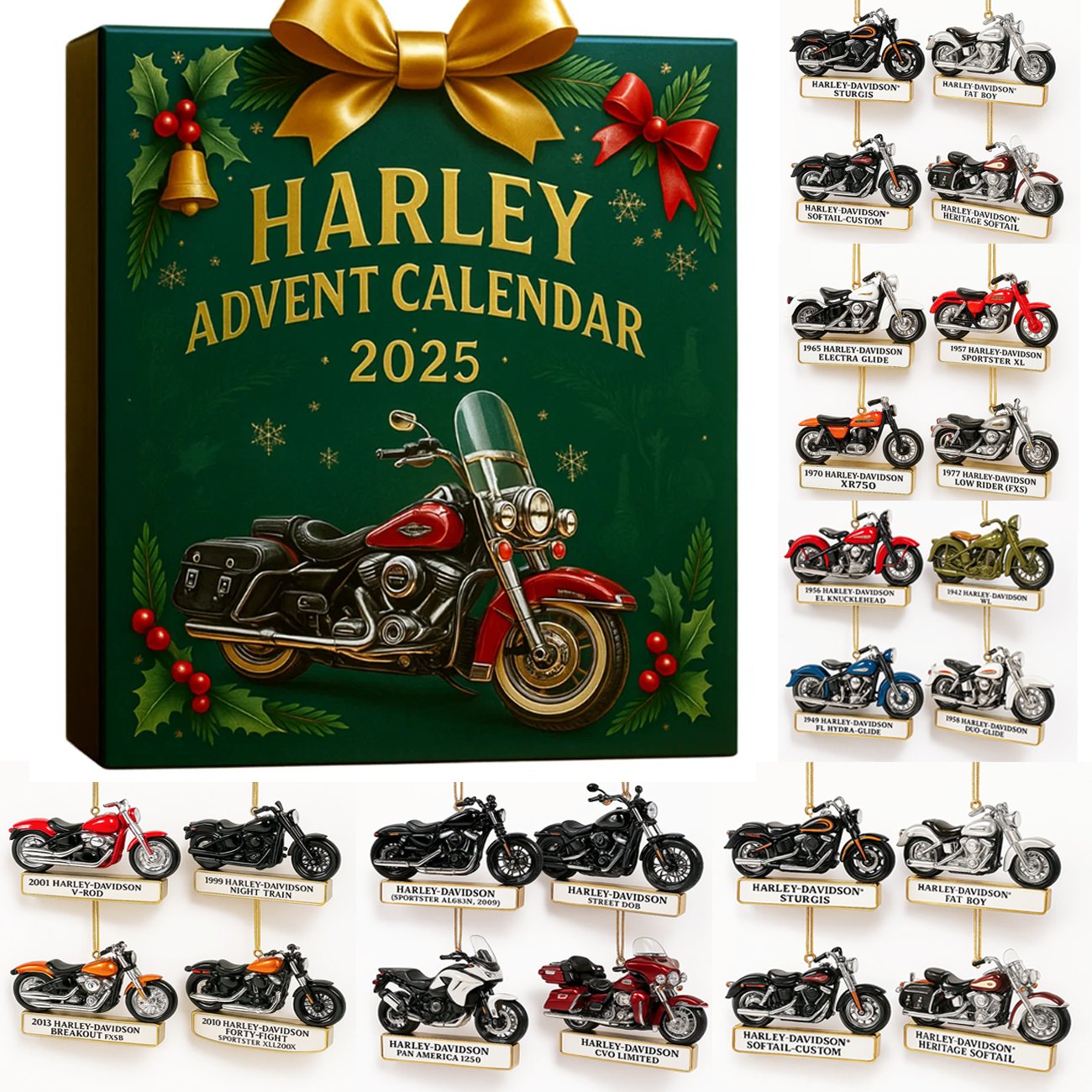 Harley Adventskalender 2025 - 24 Miniatur-Motorräder zum Sammeln | Limited Edition