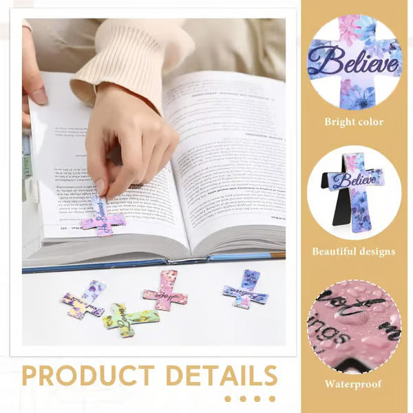 📖 16er-Set Magnetische Kreuz-Lesezeichen ✝️ | Bibelvers & Florales Design | Ideal als Geschenk ✨