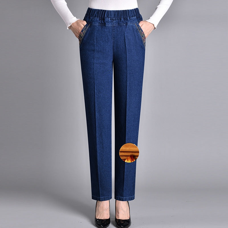🔥Heißer Stil 2024🔥Jeans mit Seitentaschen und elastischem Bund für Damen
