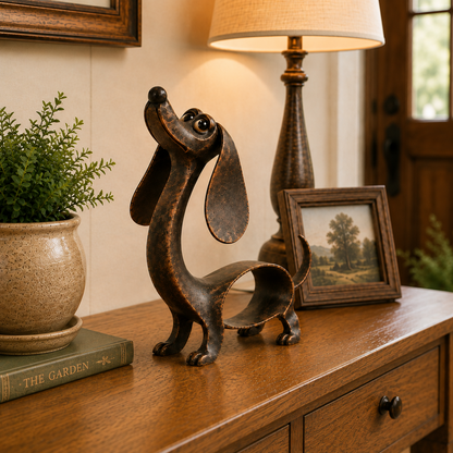 🐾 Kunstvolle Dackel-Skulptur in Antik-Bronze – Der herzerwärmende Blickfang für jedes Dackel-Zuhause!