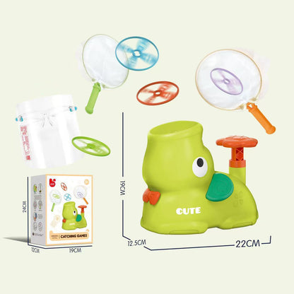 🚀 UFO Frisbee Werfer Pedal-Spielzeug für Kinder | Outdoor Fangspiel mit Netz 🤸