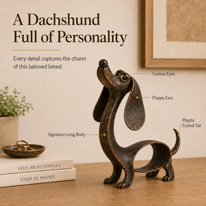 🐾 Kunstvolle Dackel-Skulptur in Antik-Bronze – Der herzerwärmende Blickfang für jedes Dackel-Zuhause!