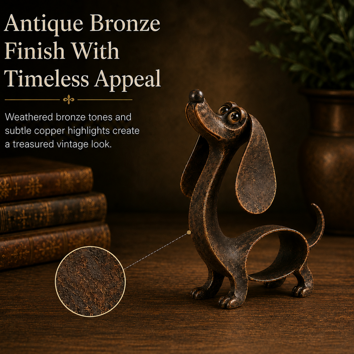 🐾 Kunstvolle Dackel-Skulptur in Antik-Bronze – Der herzerwärmende Blickfang für jedes Dackel-Zuhause!