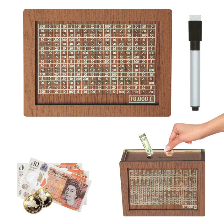 Edle Sparbox aus Holz mit Sparziel ✨ Motivations-Spardose für Groß & Klein 💰