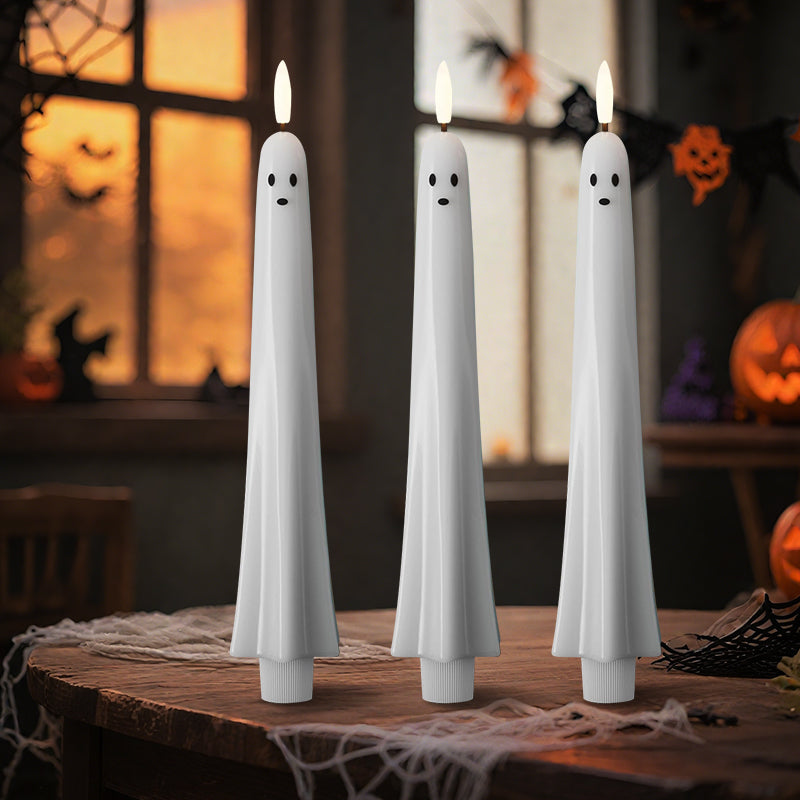 🎃👻 Fernbedienbare Geister-LED-Kerze mit 3D-Flamme 👻🎃