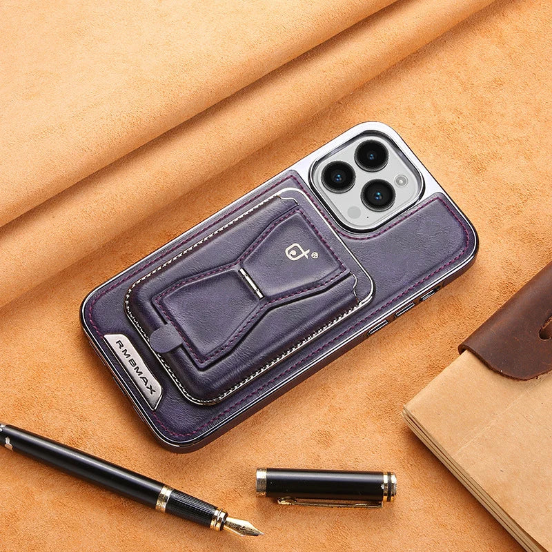 Telefonschutzhülle aus Leder mit Magnethalterung und multifunktionalem Kartenhalter