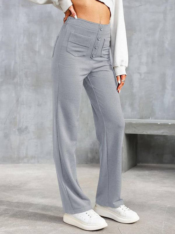 ⏳Hochelastische Multi-Pocket-Hose/Einfarbig lässige gerade Multi-Pocket-Hose mit hoher Elastizität