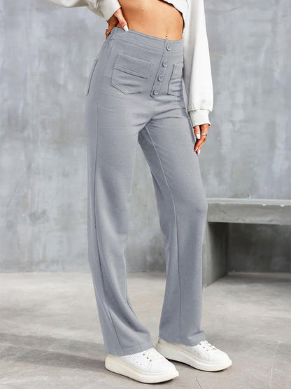 ⏳Hochelastische Multi-Pocket-Hose/Einfarbig lässige gerade Multi-Pocket-Hose mit hoher Elastizität