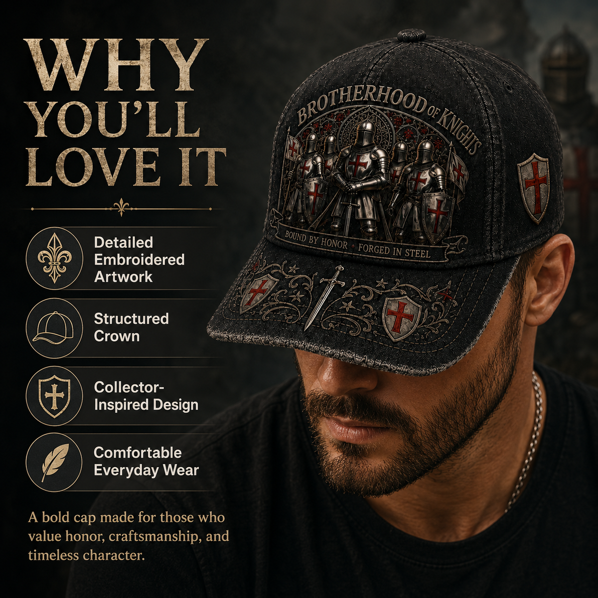 Wahre Werte Sterben Nie! ⚔️ Brotherhood of Knights Vintage Cap – Ein Symbol für Ehre, Mut & Unbrechbare Treue 🛡️🔥