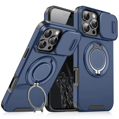 🍎🔄 iPhone Panzerhülle: Mit 360° Stativ-Ring & Schiebbarer Kamera-Abdeckung 📸