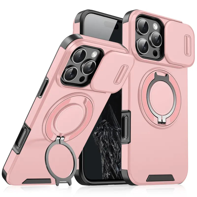🍎🔄 iPhone Panzerhülle: Mit 360° Stativ-Ring & Schiebbarer Kamera-Abdeckung 📸