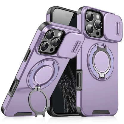 🍎🔄 iPhone Panzerhülle: Mit 360° Stativ-Ring & Schiebbarer Kamera-Abdeckung 📸