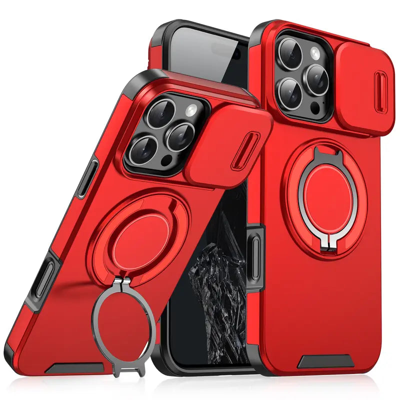 🍎🔄 iPhone Panzerhülle: Mit 360° Stativ-Ring & Schiebbarer Kamera-Abdeckung 📸