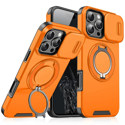 🍎🔄 iPhone Panzerhülle: Mit 360° Stativ-Ring & Schiebbarer Kamera-Abdeckung 📸