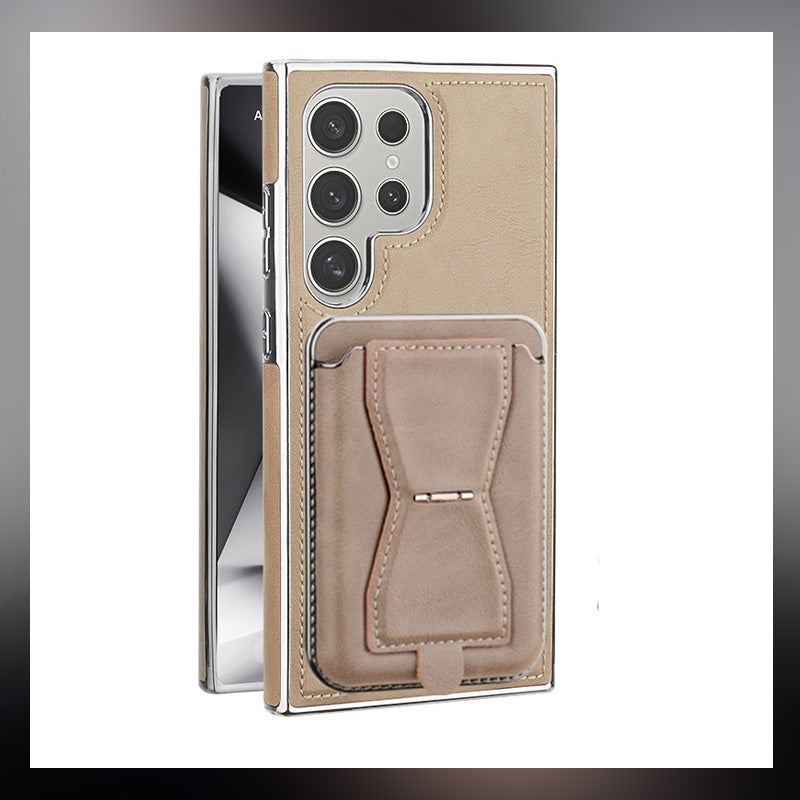 Vollflächige Anti-Fall-Handyhülle aus echtem Leder (Samsung Galaxy S23 S24 Plus Ultra) mit magnetischem Kartenhalter