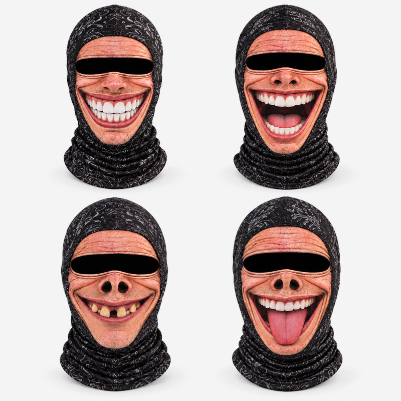 😂 Das genialste Gruppen-Outfit für den Skiausflug: Witzige Sturmhaube mit verrücktem Gesicht