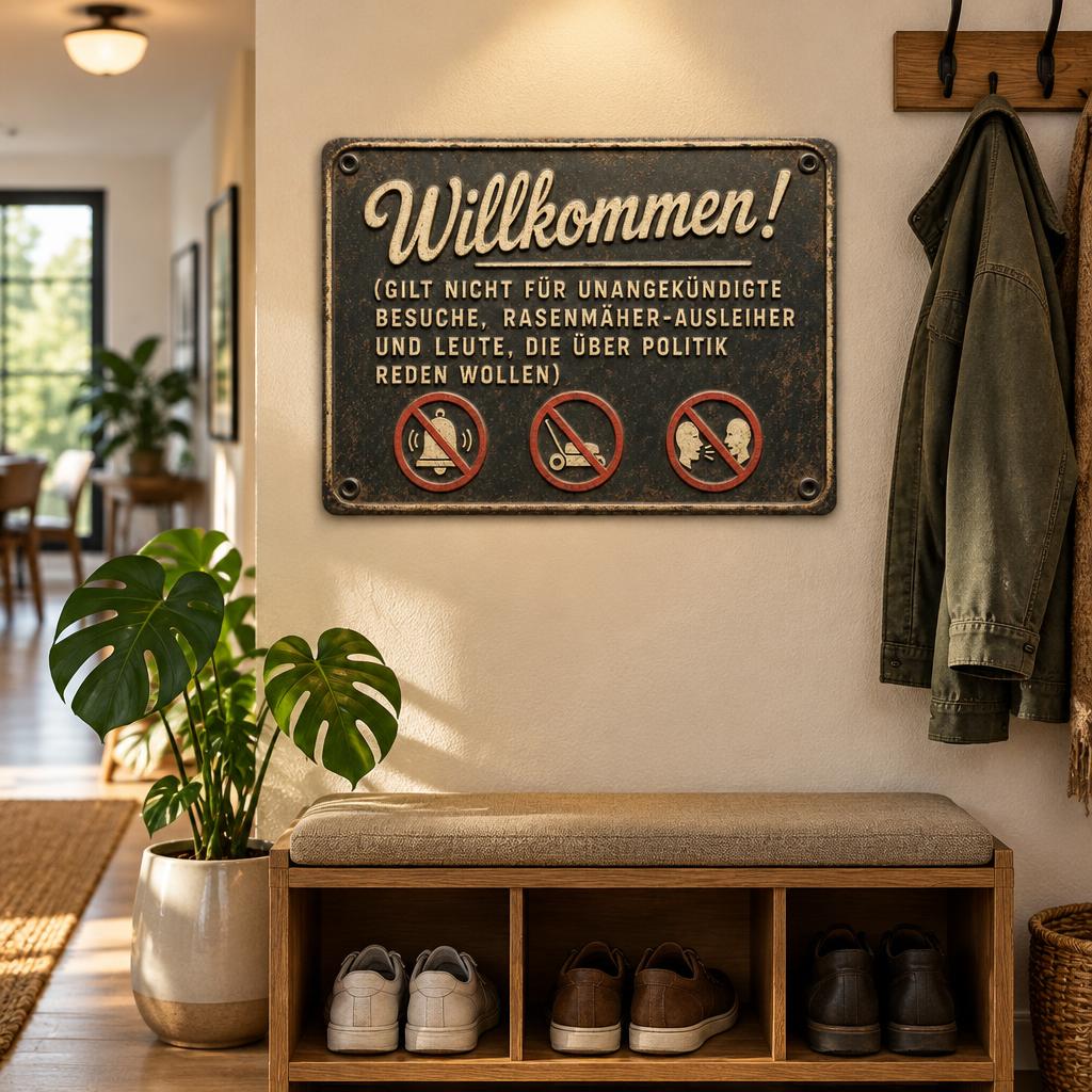 Endlich Ruhe an der Haustür: Das witzige Vintage-Metallschild für ungestörte Privatsphäre