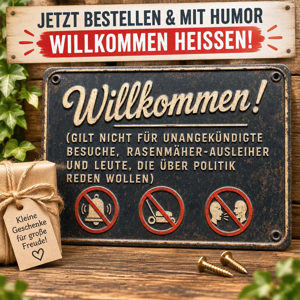 Endlich Ruhe an der Haustür: Das witzige Vintage-Metallschild für ungestörte Privatsphäre