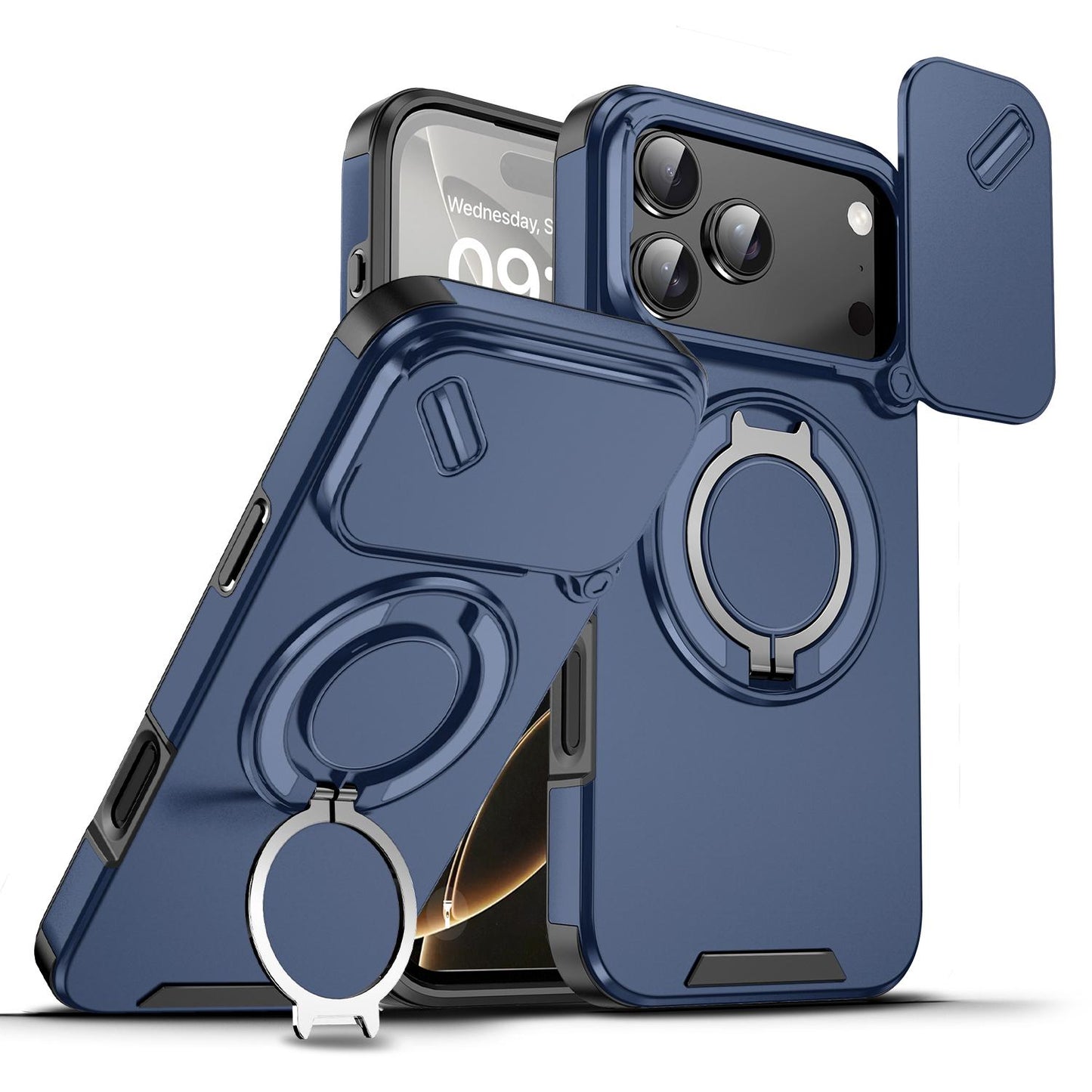🍎🔄 iPhone Panzerhülle: Mit 360° Stativ-Ring & Schiebbarer Kamera-Abdeckung 📸