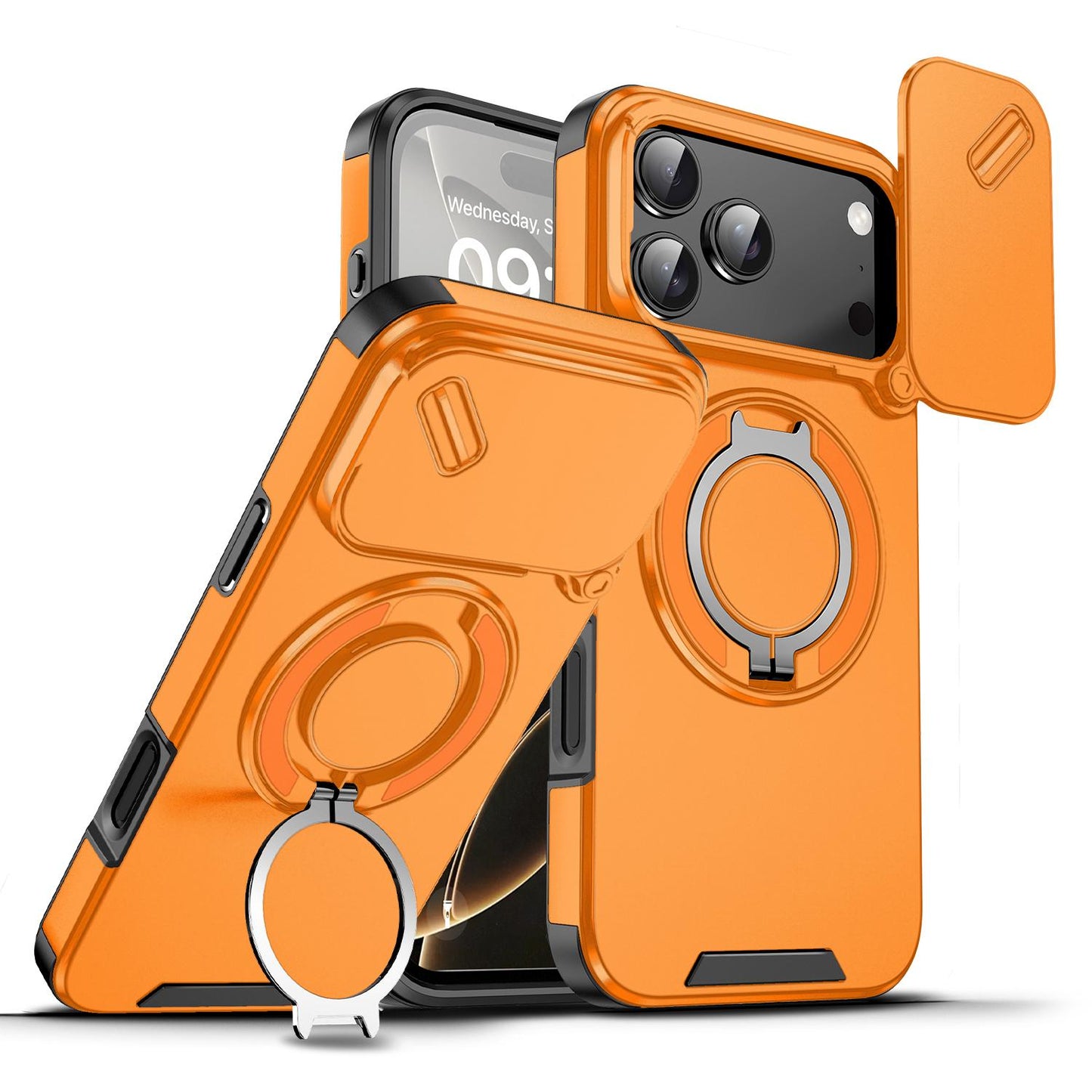 🍎🔄 iPhone Panzerhülle: Mit 360° Stativ-Ring & Schiebbarer Kamera-Abdeckung 📸