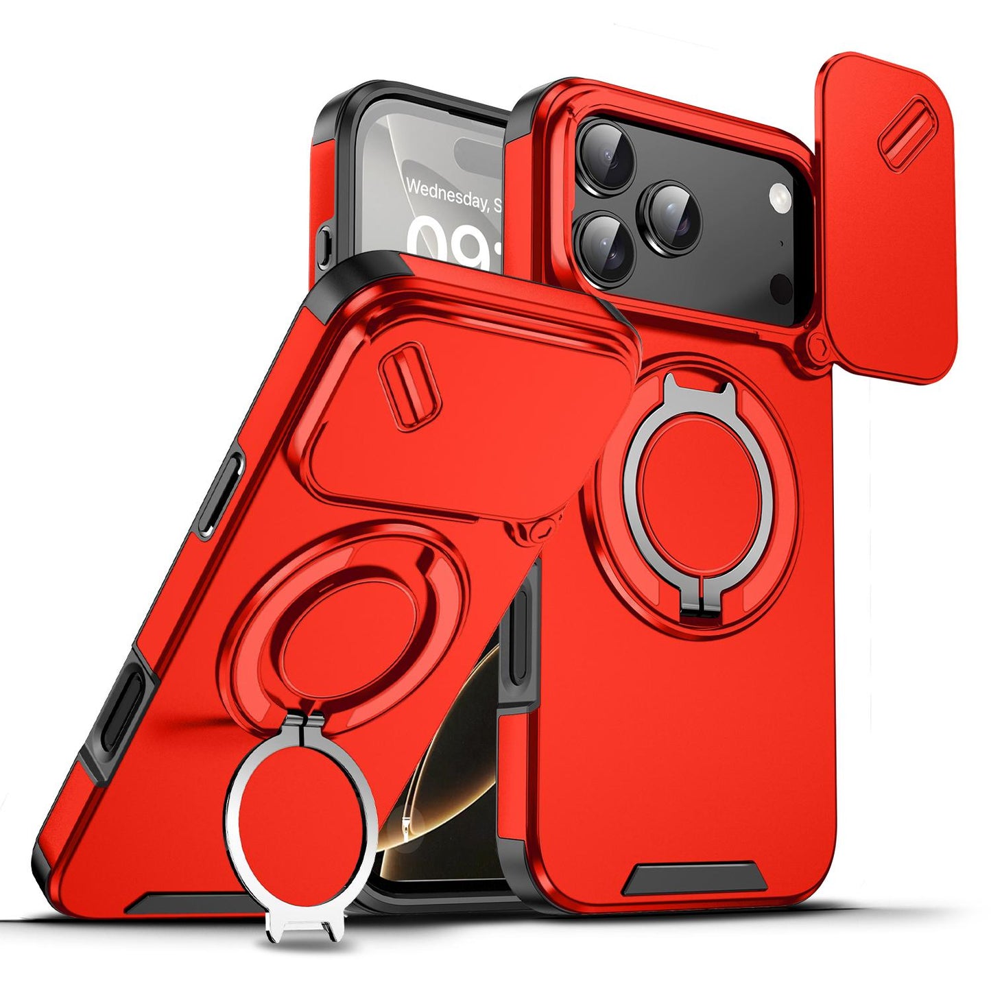 🍎🔄 iPhone Panzerhülle: Mit 360° Stativ-Ring & Schiebbarer Kamera-Abdeckung 📸