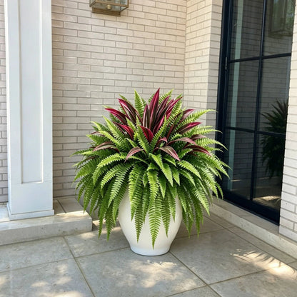 Immer Frisch, Nie Gießen: Premium Kunstfarn & Rote Dracaena 🌿