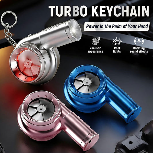 Turbo-Schlüsselanhänger mit Sound & LED – Spinnende Turbine für Autofans 🏎️💨