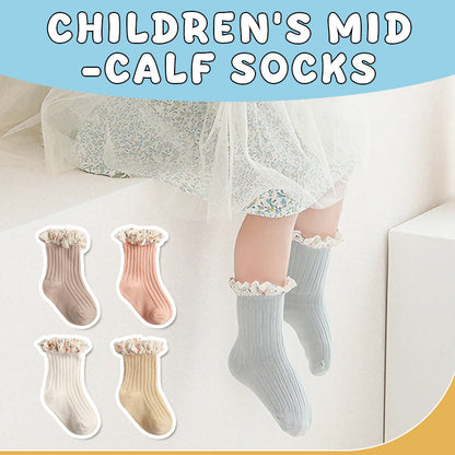 🌸 Extra Weiche Mädchensocken | Macaron-Farben & Chiffon-Rüschen ✨ | Aus Baumwolle