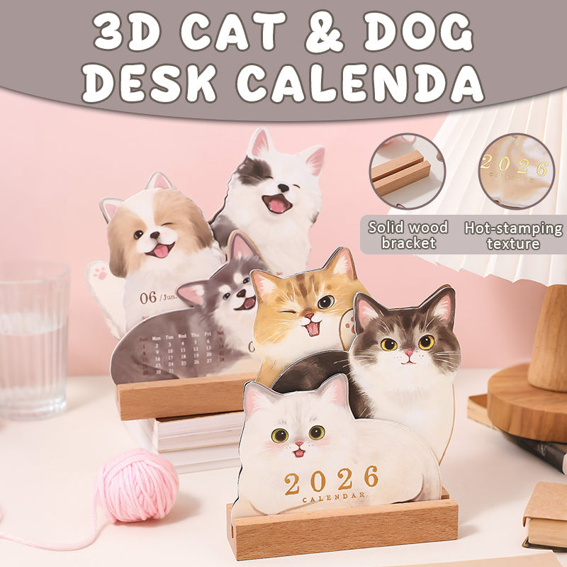 🔥 30% RABATT im Winter-SALE! 📅 3D Schreibtischkalender | Katze & Hund Design 🐾🎁