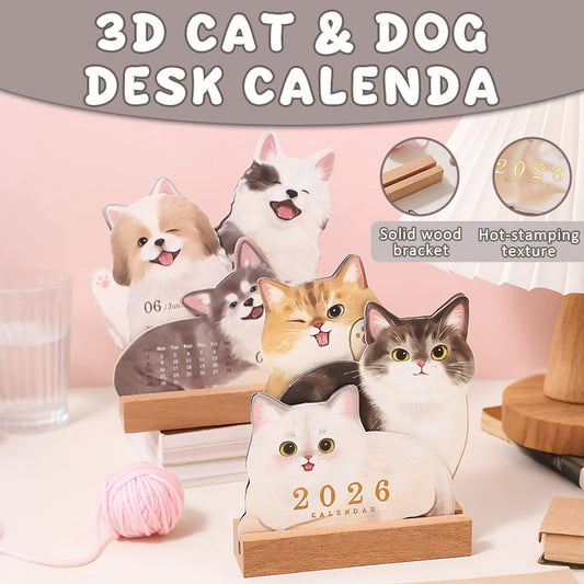 🔥 30% RABATT im Winter-SALE! 📅 3D Schreibtischkalender | Katze & Hund Design 🐾🎁
