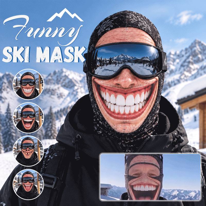 😂 Das genialste Gruppen-Outfit für den Skiausflug: Witzige Sturmhaube mit verrücktem Gesicht