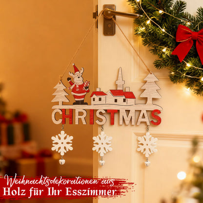 Weihnachtlicher Türschmuck aus Holz - Naturholz