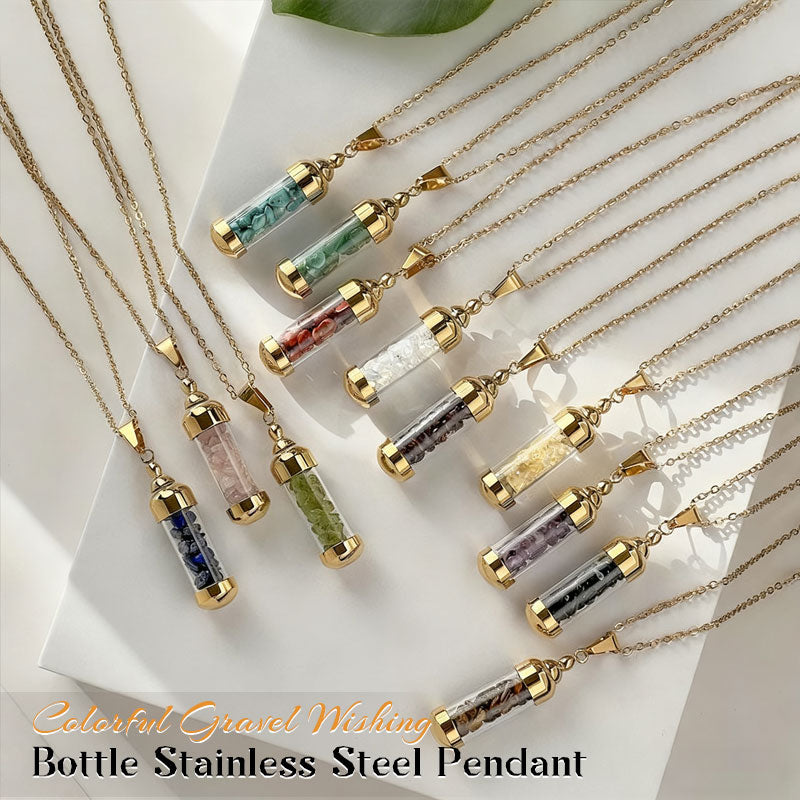 Glücksstein Wunschflasche Kette | 12 Edelsteine für Liebe & Erfolg 💖