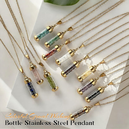 Glücksstein Wunschflasche Kette | 12 Edelsteine für Liebe & Erfolg 💖