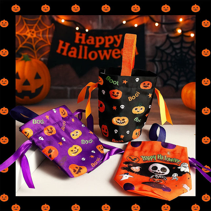 Perfekt für Trick-or-Treat! Geräumige Süßigkeitentasche für Kinder mit lustigen Halloween-Motiven
