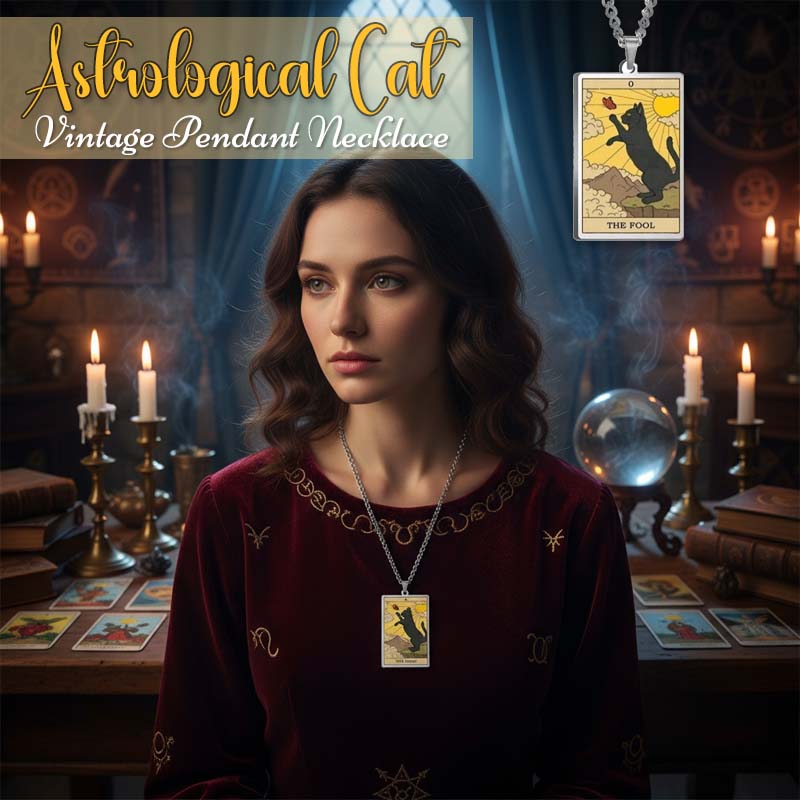 🌙 Tarot Katzenkette 🔮 | Astrologie Anhänger Vintage Stil | Talisman Schmuck ✨