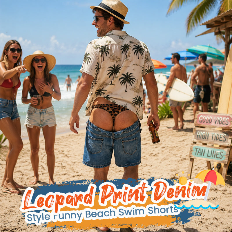 😂 Jeans-Look trifft Leopard: Die coolste Badeshorts für den Sommer 🌊