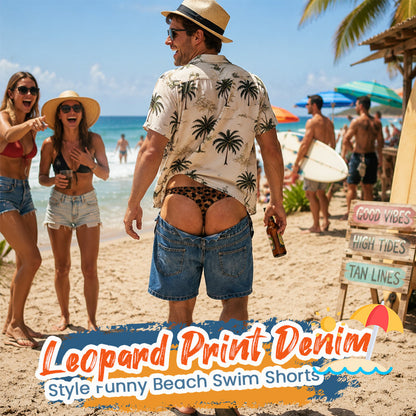 😂 Jeans-Look trifft Leopard: Die coolste Badeshorts für den Sommer 🌊