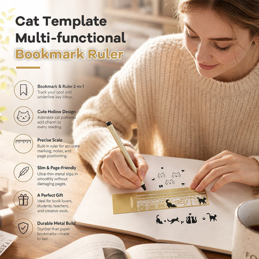 🐾 Bereichere Dein Lesen: Exquisites Katzen Lesezeichen mit Lineal 📖