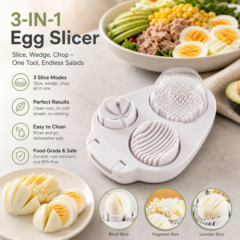 🍳 Schluss mit zerbröckelten Eiern! Der 3-in-1 Schneider für perfekte Scheiben & Würfel ✨