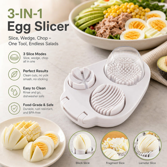🍳 Schluss mit zerbröckelten Eiern! Der 3-in-1 Schneider für perfekte Scheiben & Würfel ✨