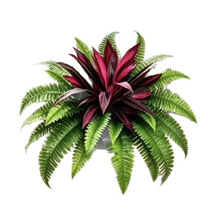 Immer Frisch, Nie Gießen: Premium Kunstfarn & Rote Dracaena 🌿