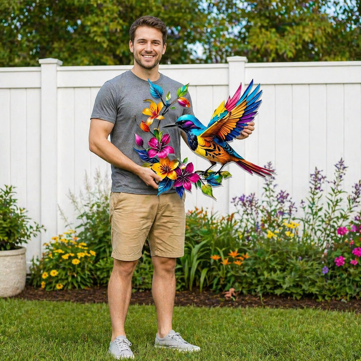 Verschönern Sie Ihren Garten mit diesem farbenfrohen Kolibri der sturmfest an jeder Wand erstrahlt 🌸